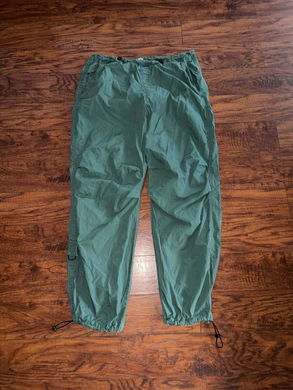 Garage Green Cotton Cargo Joggers Drawstring Ankle Pants Size M